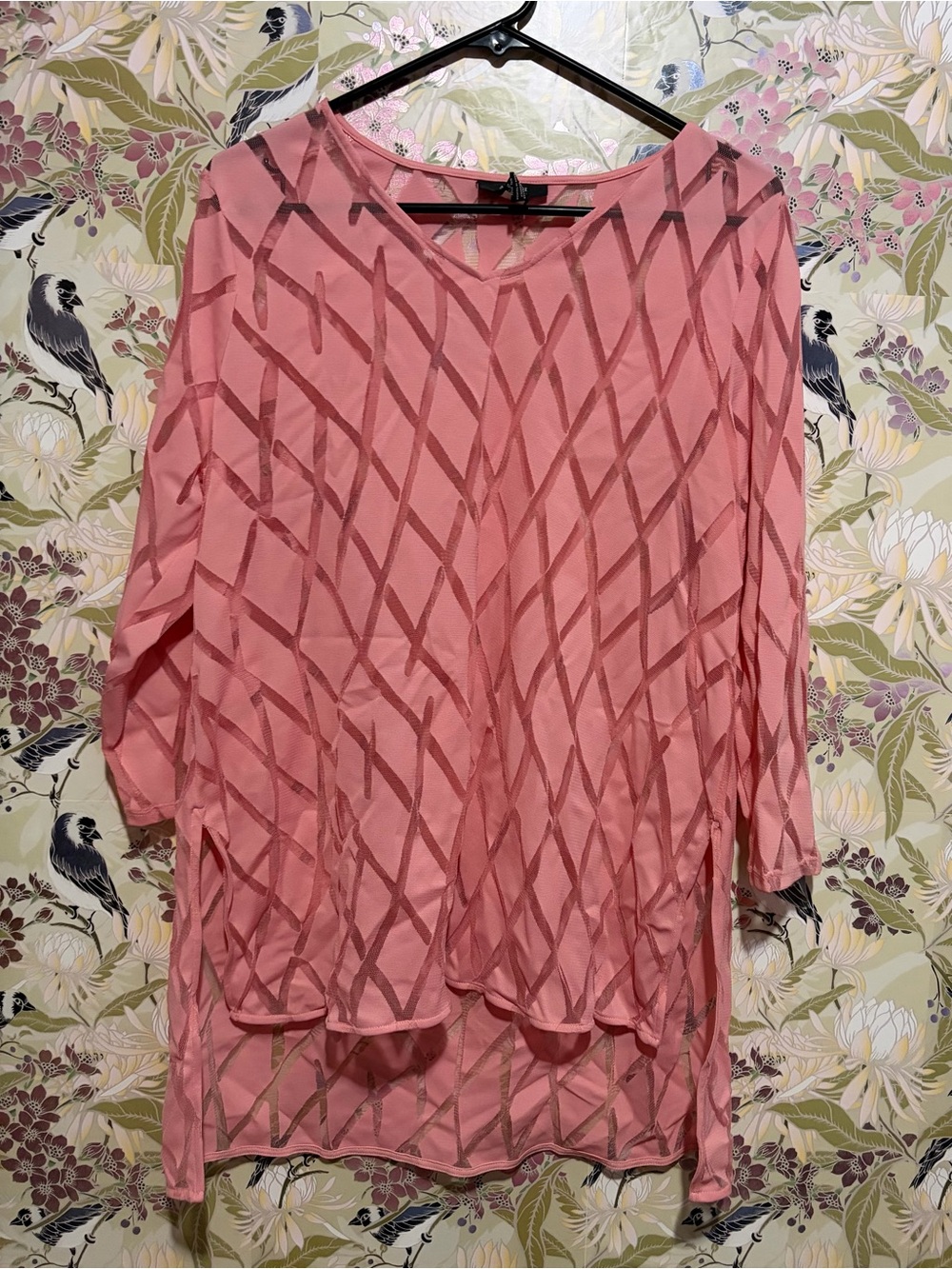 Alfani Rose Pink Geometric Sheer Tunic Top